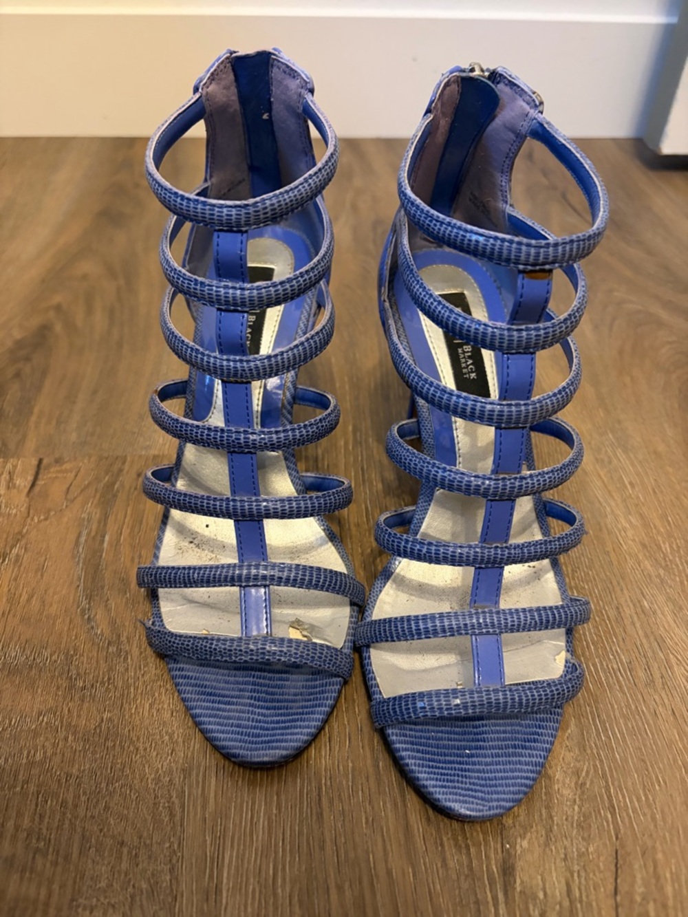 White House Black Market Blue Strappy High-Heel Sandals